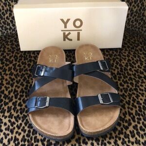 Yoki Black Buckle Sandals